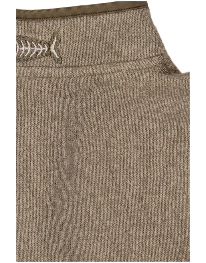 Weird Fish Pull à col zippé pour homme Large Kaki Polyester