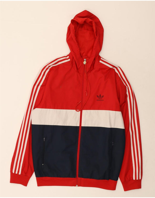 Adidas Veste de survêtement à capuche pour homme Rouge moyen Polyester colour block