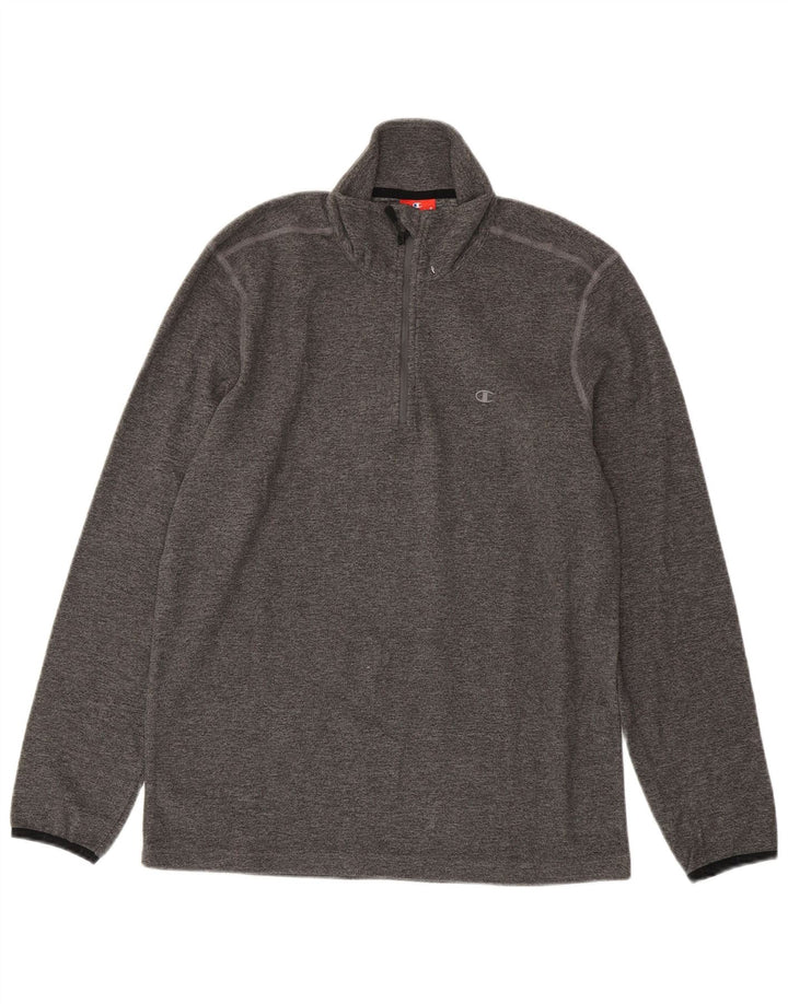 CHAMPION Pull Polaire Col Zippé Homme Gris Moyen Moucheté Polyester