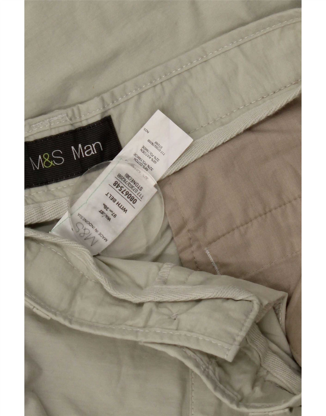 Marks & Spencer Bermuda Cargo Homme W38 XL Coton Beige