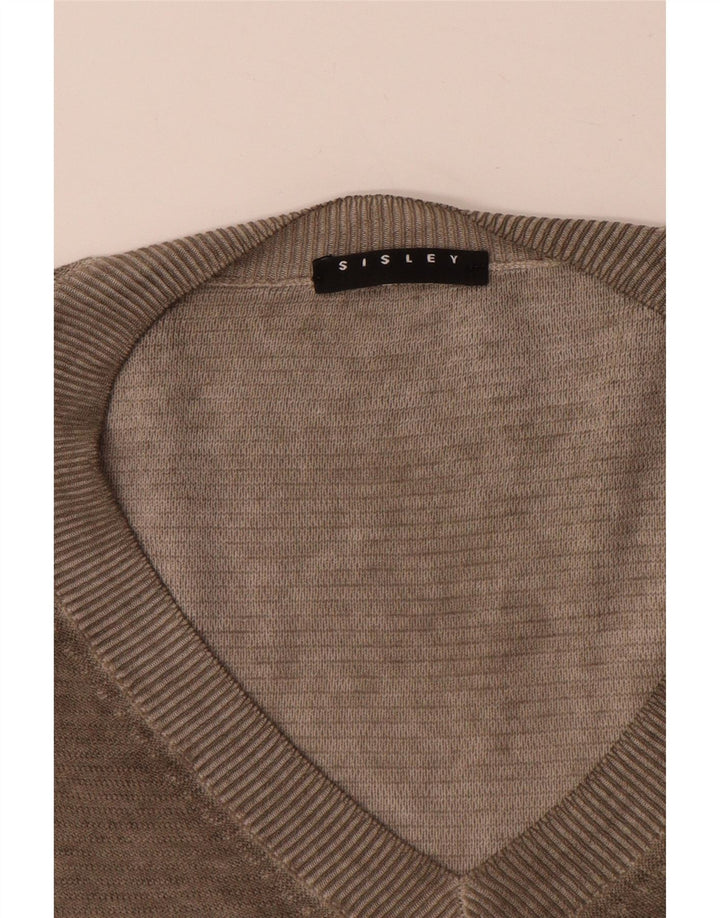 Sisley Pull Col V Homme Large Marron