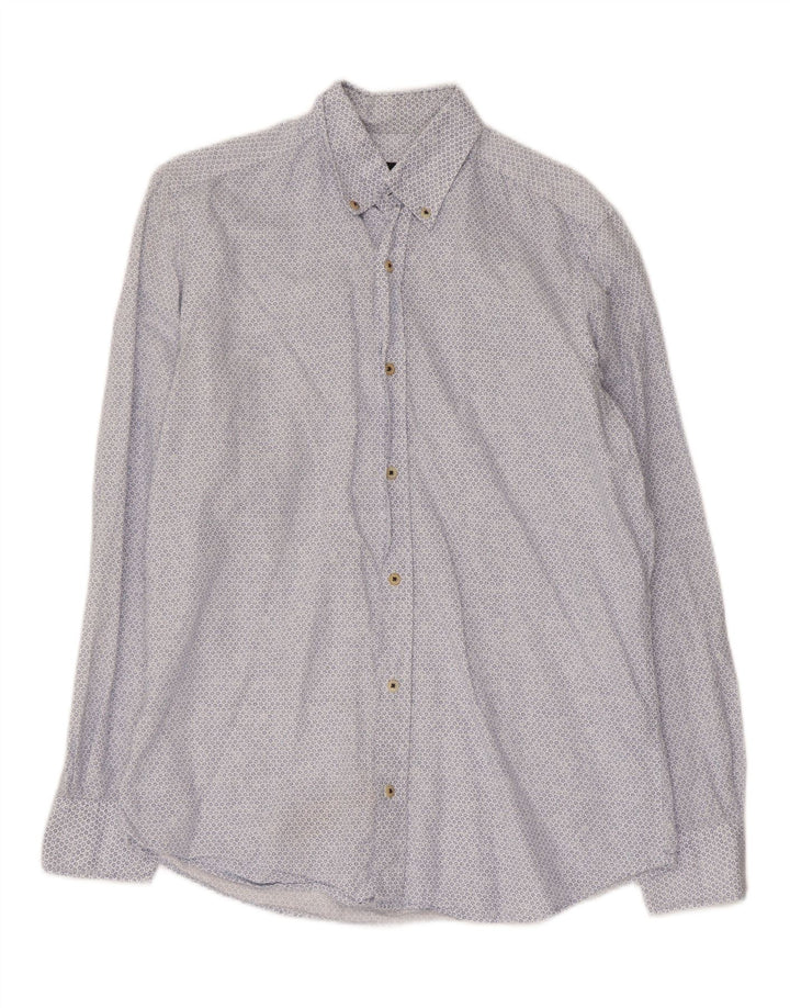 Massimo Dutti Chemise Homme Petit Bleu Floral Coton
