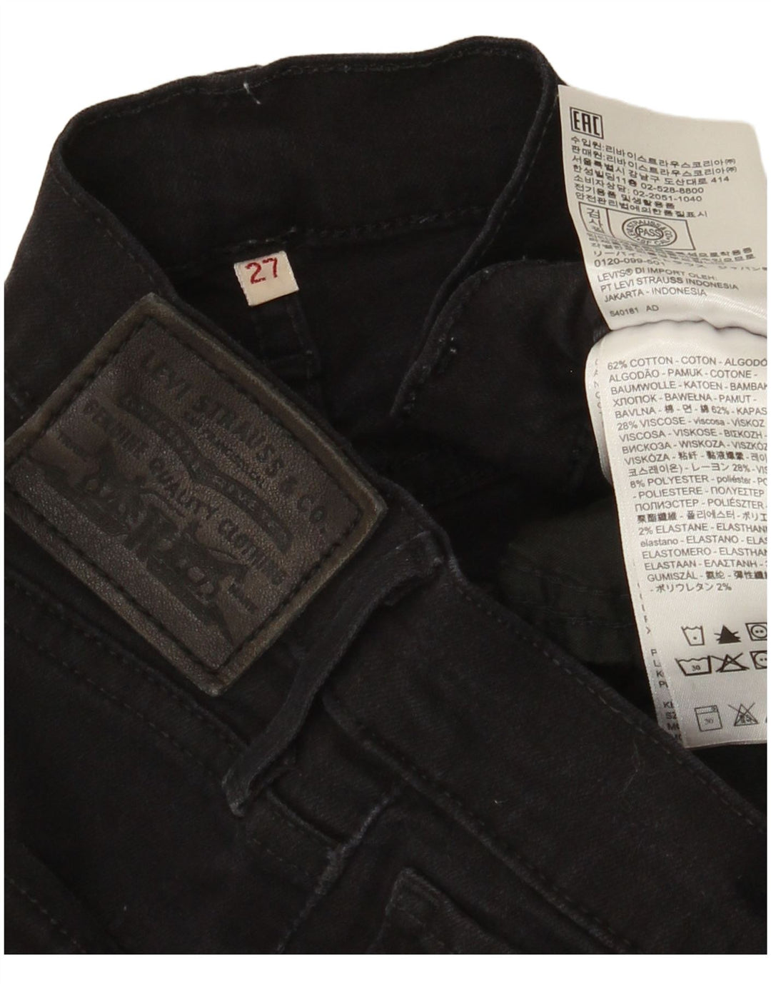 Levi's Jean Droit Femme W27 L25 Noir Coton