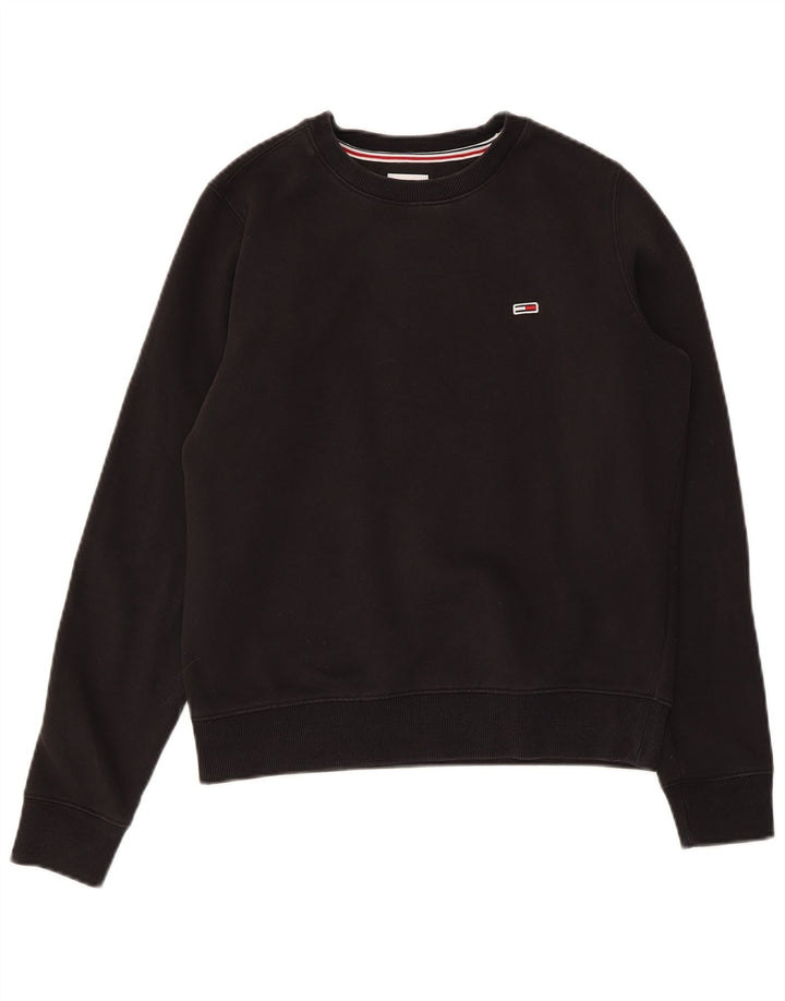 TOMMY HILFIGER Pull-over surdimensionné pour femme UK 6 XS Coton noir