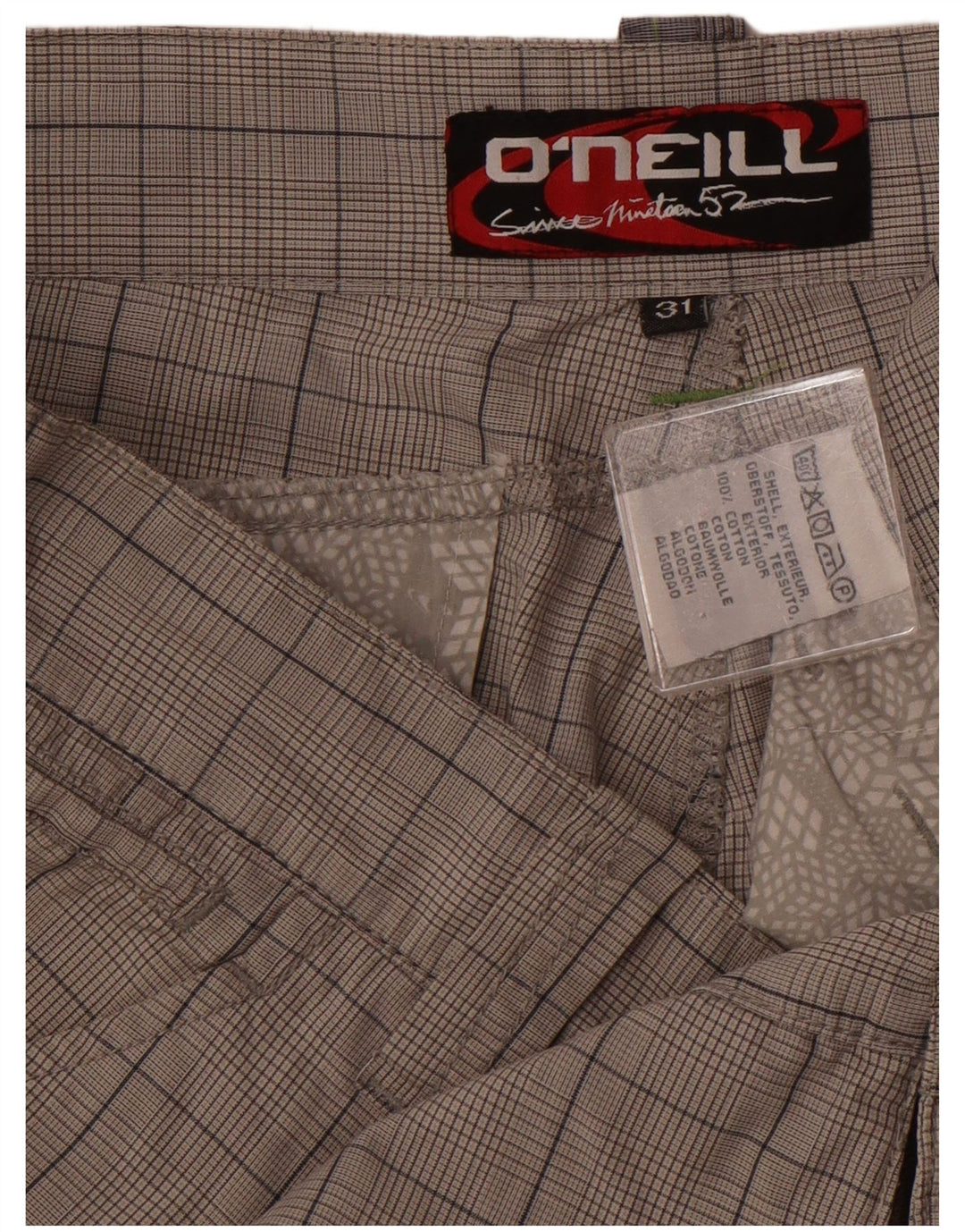 O'Neill Short Chino Homme W31 Coton à Carreaux Gris Moyen