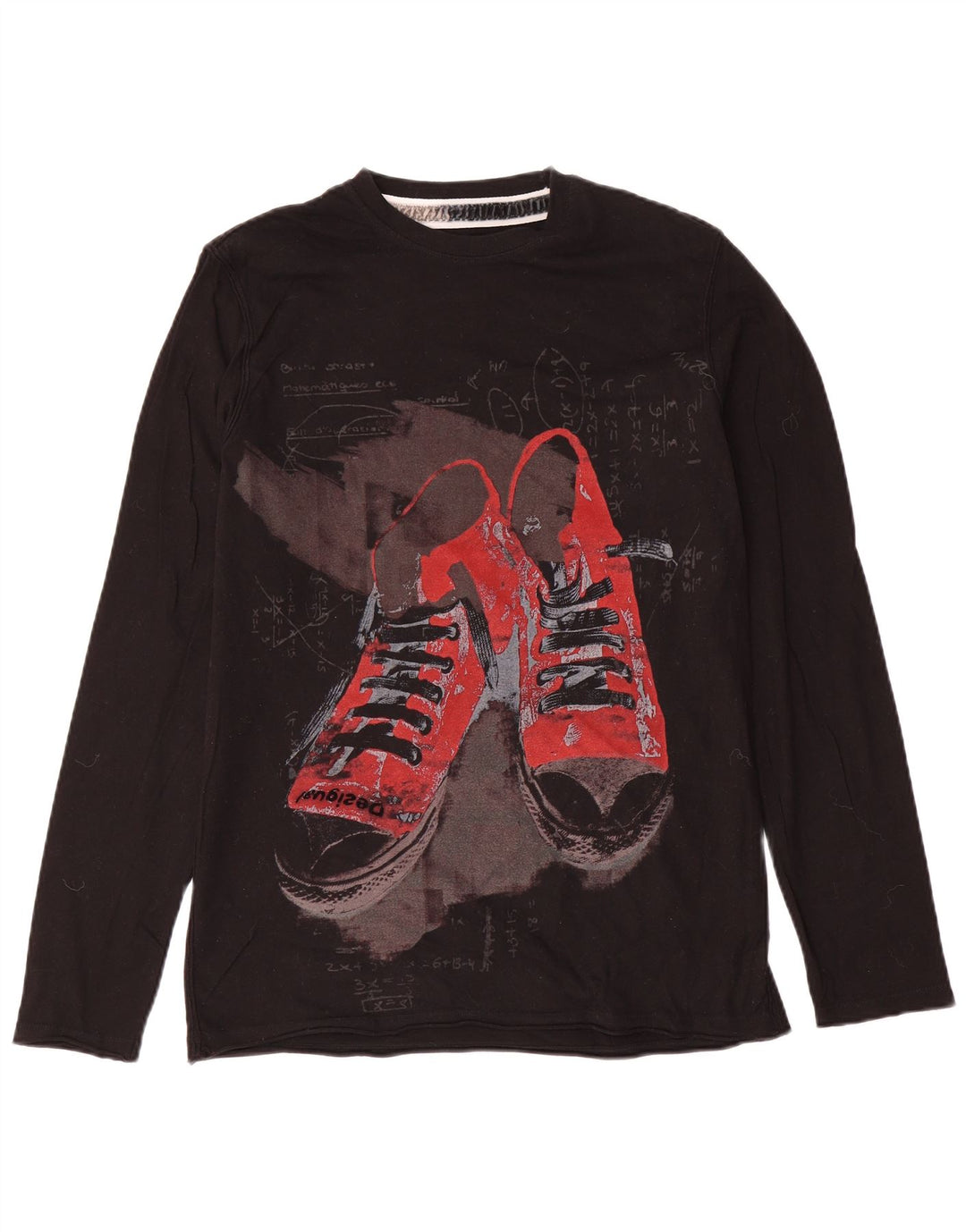 Desigual Haut Graphique Manches Longues Homme Noir Moyen Coton