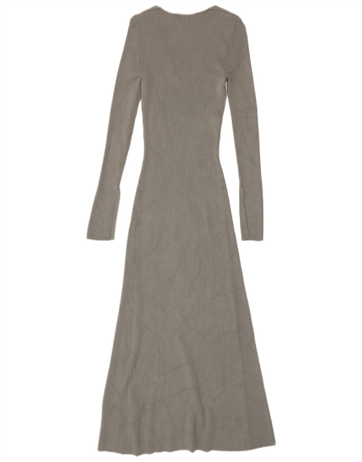 Zara Femme Maxi Robe Pull UK 8 Petit Gris Viscose