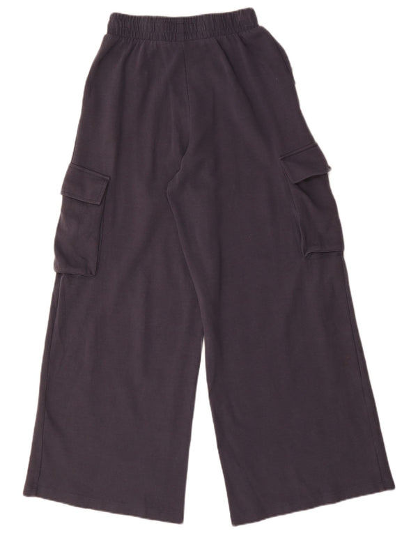 Zara Pantalon de survêtement cargo à jambe large pour femme UK 10 Small Bleu marine