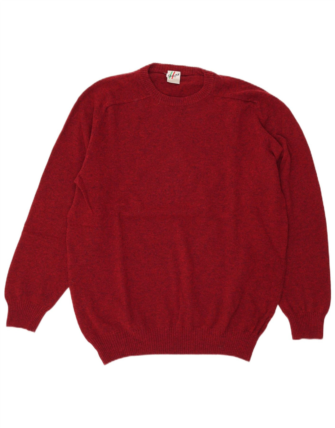 vintage Mens Crew Neck Jumper Pull IT 50/52 Marron Moyen Moucheté