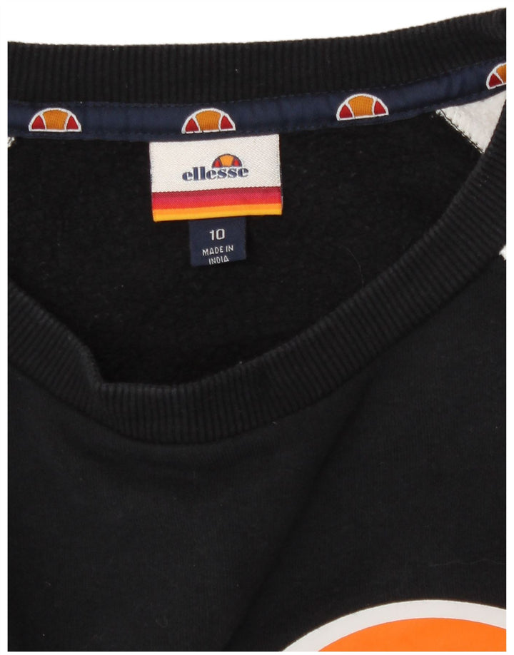 Ellesse Sweat-shirt graphique pour femme UK 10 Small Noir Colourblock