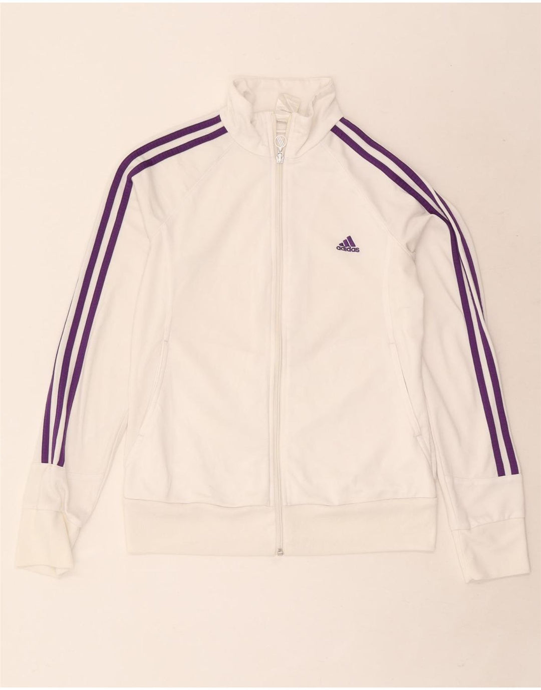 Adidas Veste de survêtement pour femme UK 12/14 Polyester blanc moyen