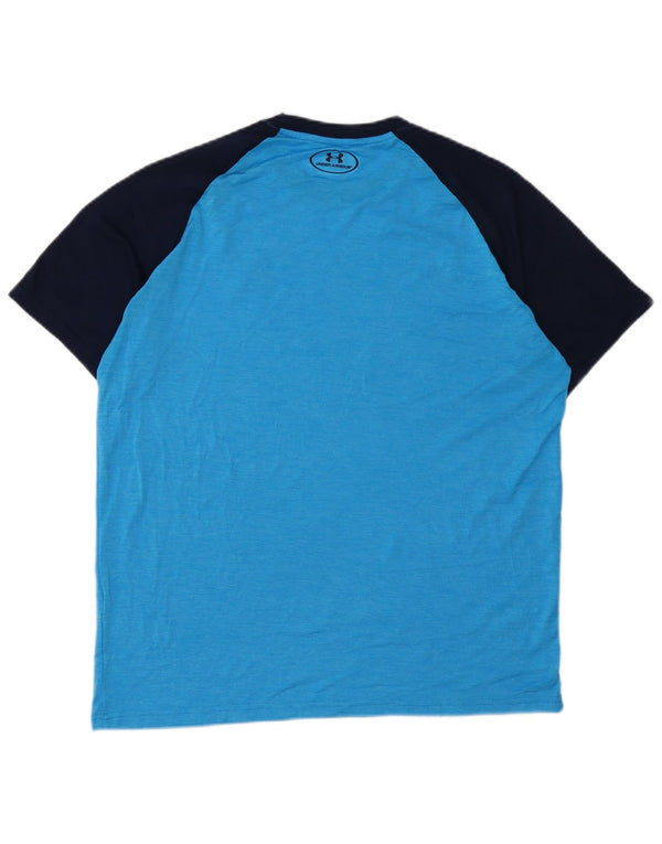 UNDER ARMOUR T-Shirt Heat Gear Homme Bleu Moyen Polyester Colorblock
