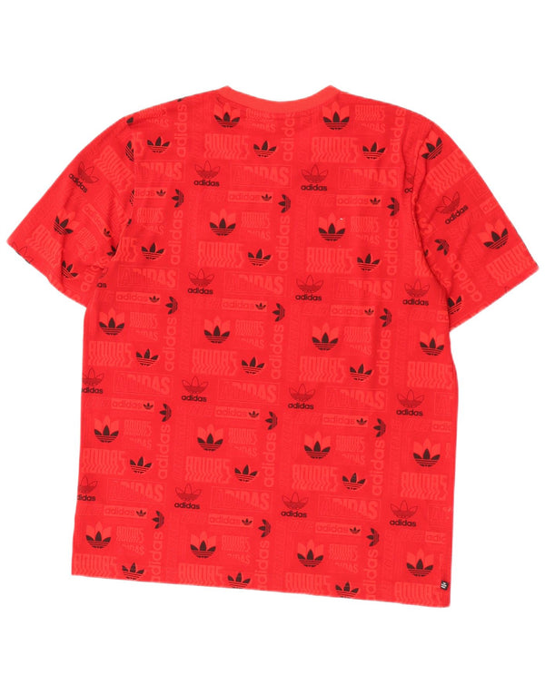Adidas Mens Regular Graphic T-Shirt Top Rouge Moyen Polyester