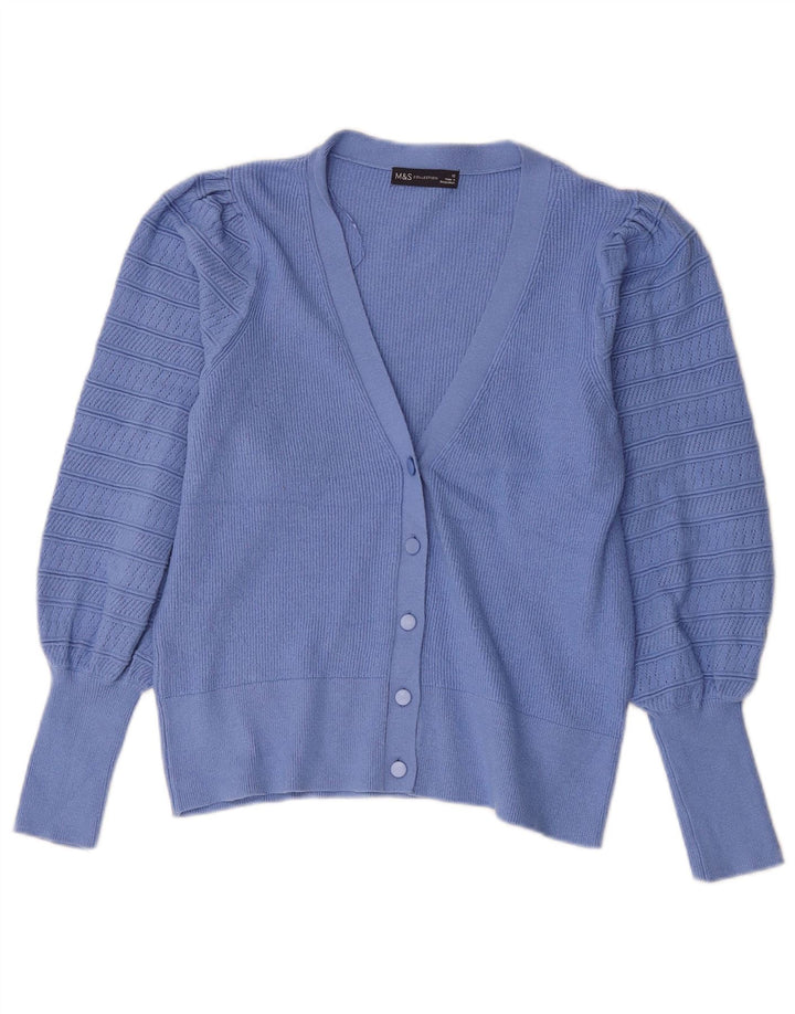Marks & Spencer Pull Cardigan Femme UK 12 Bleu Moyen Viscose