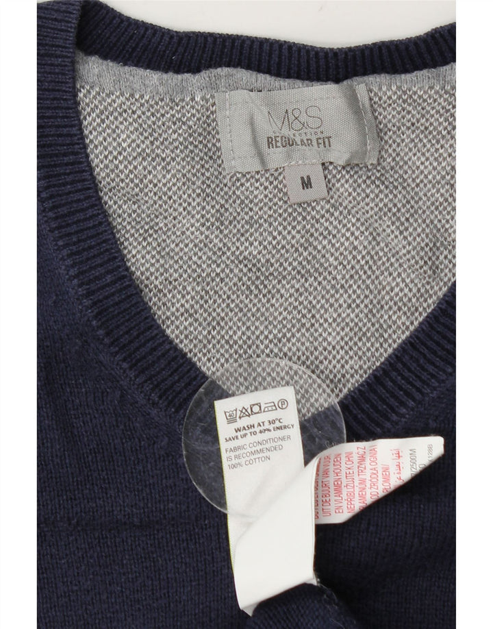 Marks & Spencer Pull Regular Fit Col V Homme Bleu Marine Moyen