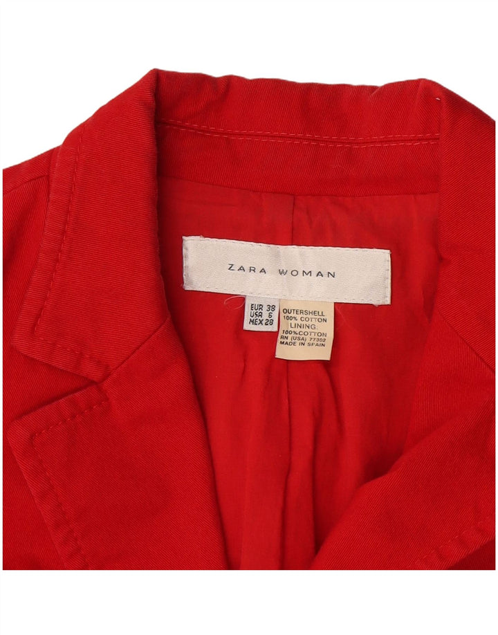 Zara Veste Blazer 2 Boutons Femme EU 38 Petit Coton Rouge