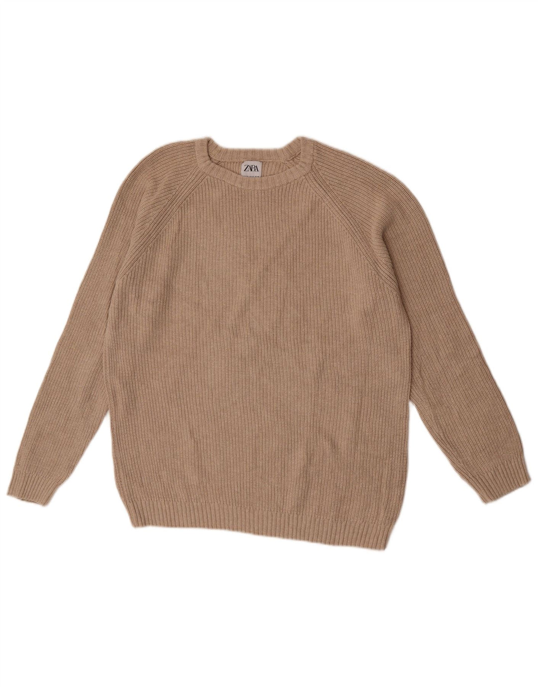 Zara Pull à col rond en coton beige moyen pour homme