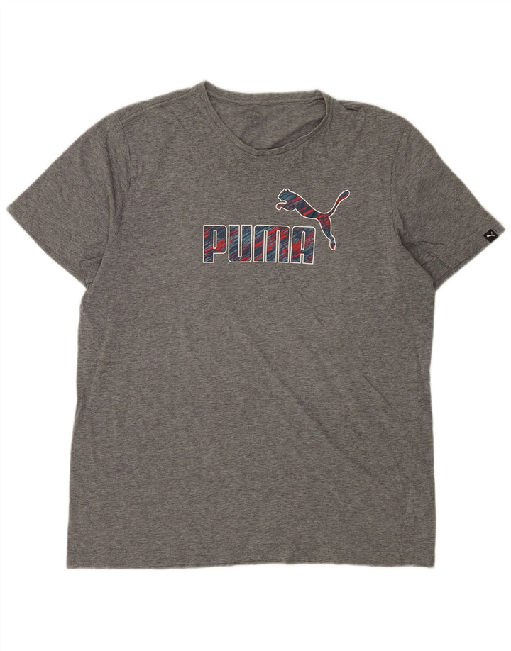 Puma T-Shirt Graphique Homme Large Gris Moucheté Coton