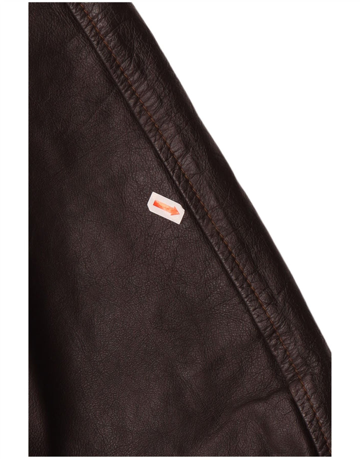 VINTAGE Veste en cuir homme UK 42 XL Cuir marron