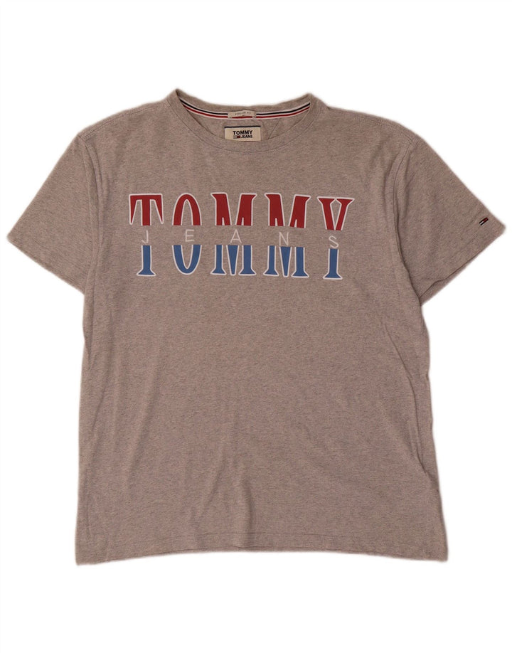 TOMMY HILFIGER T-shirt graphique coupe régulière pour femme UK 14 Gris moyen