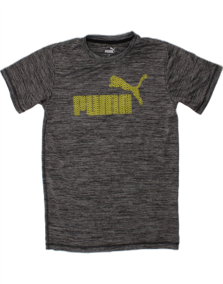 PUMA Boys Graphic T-Shirt Top 9-10 Years Medium Grey Flecked Polyester Vintage Puma and Second-Hand Puma from Messina Hembry 