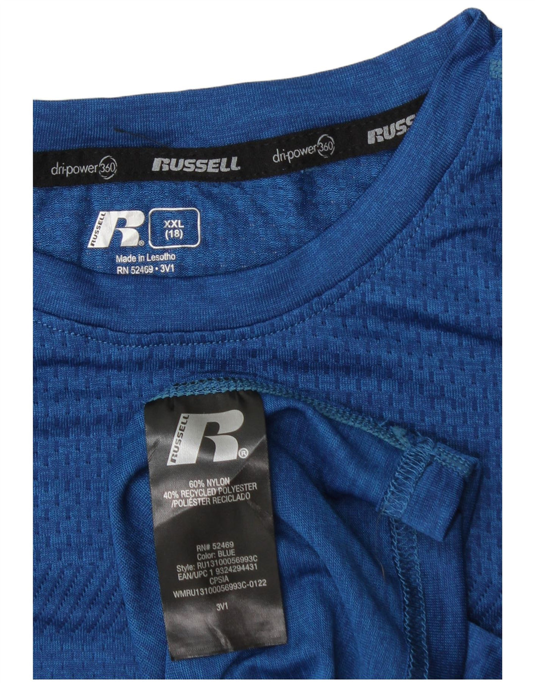 RUSSELL ATHLETIC T-shirt Dri-Power pour garçon 15-16 ans 2XL Bleu Nylon