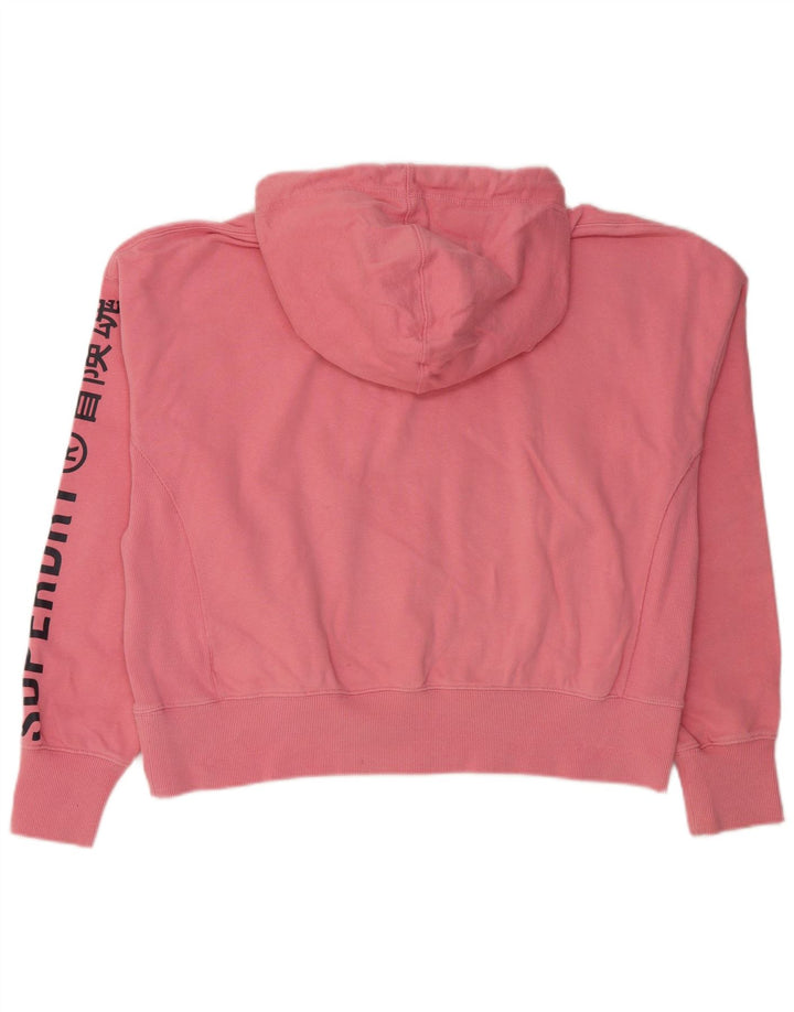 SUPERDRY Pull à capuche oversize Crop Graphic pour femme UK 16 Large Rose