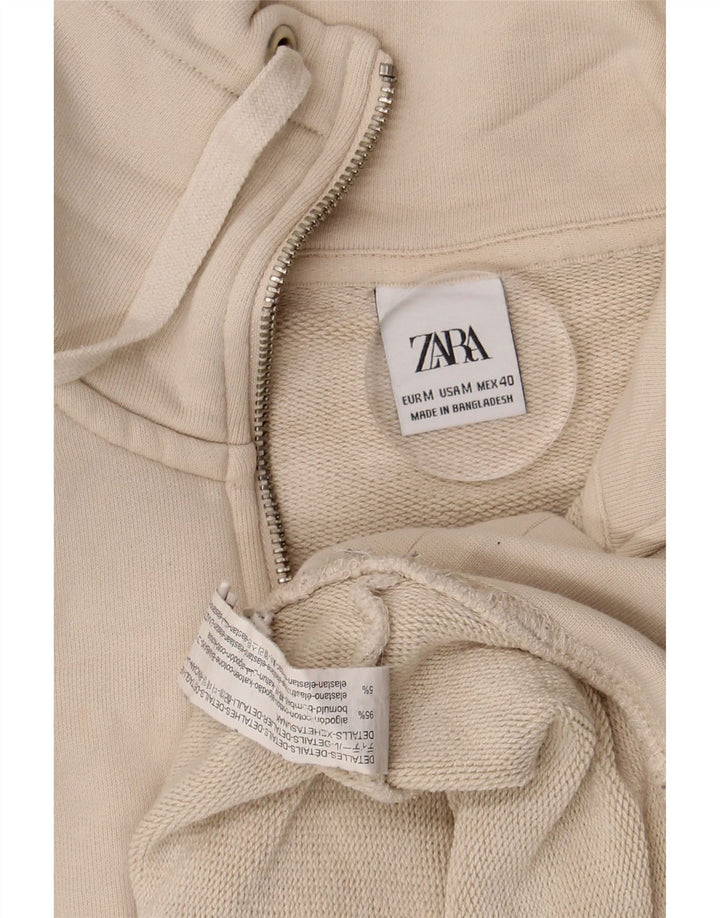 Zara Sweat-shirt à col zippé pour homme en coton beige moyen
