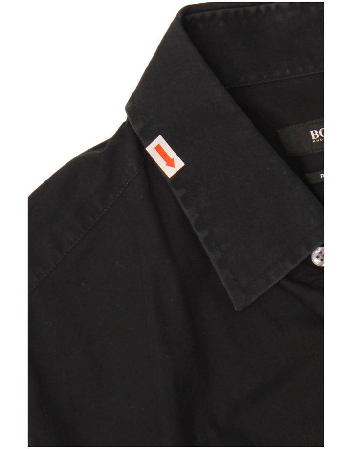 HUGO BOSS Chemise coupe régulière pour homme Taille 16 1/2 42 Large Noir