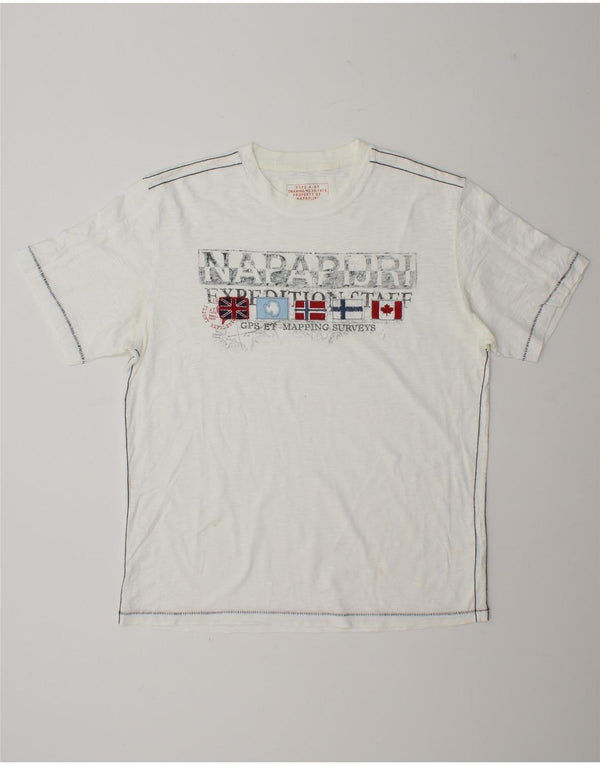 Napapijri T-Shirt Graphique Homme Top XL Blanc Coton