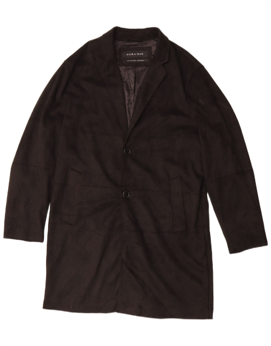 Zara Manteau coupe ample pour hommes UK 38 Polyester noir moyen