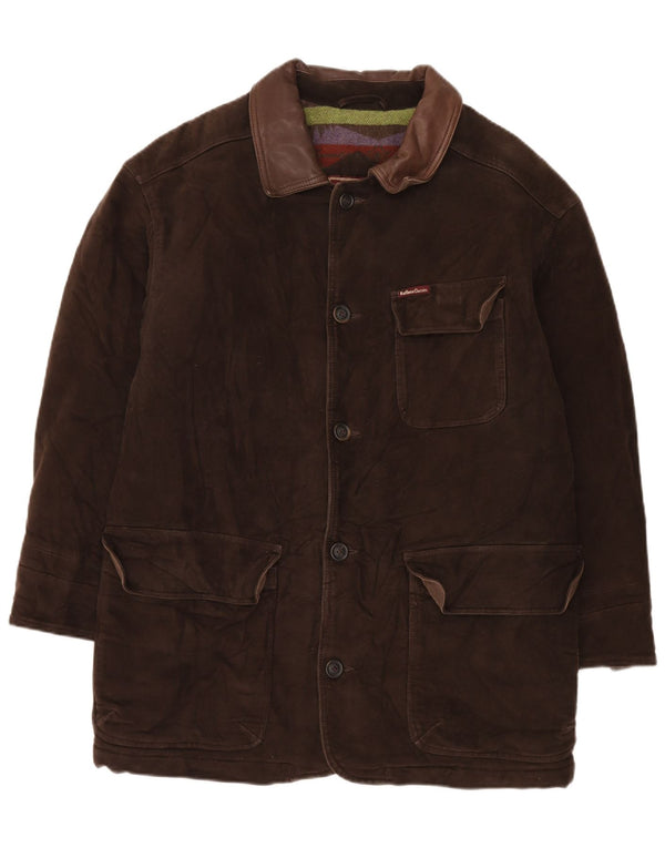 Marlboro Classics Veste utilitaire pour homme UK 40 Large Marron Coton