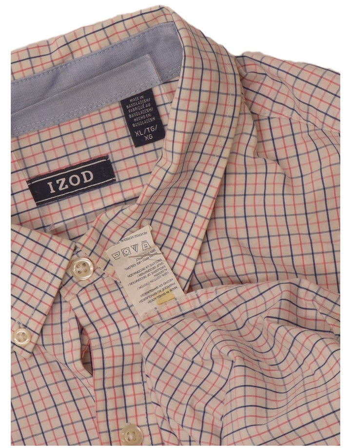 IZOD Chemise Homme XL Coton Carreaux Rose