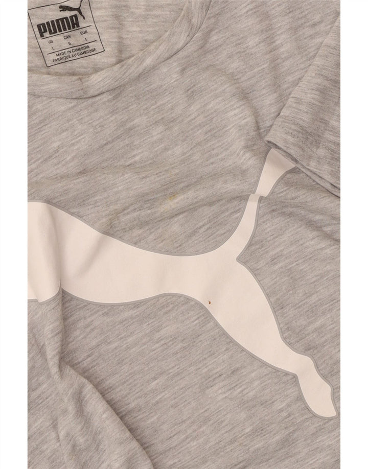 Puma T-shirt graphique pour femme UK 14 Large Gris Moucheté Polyester