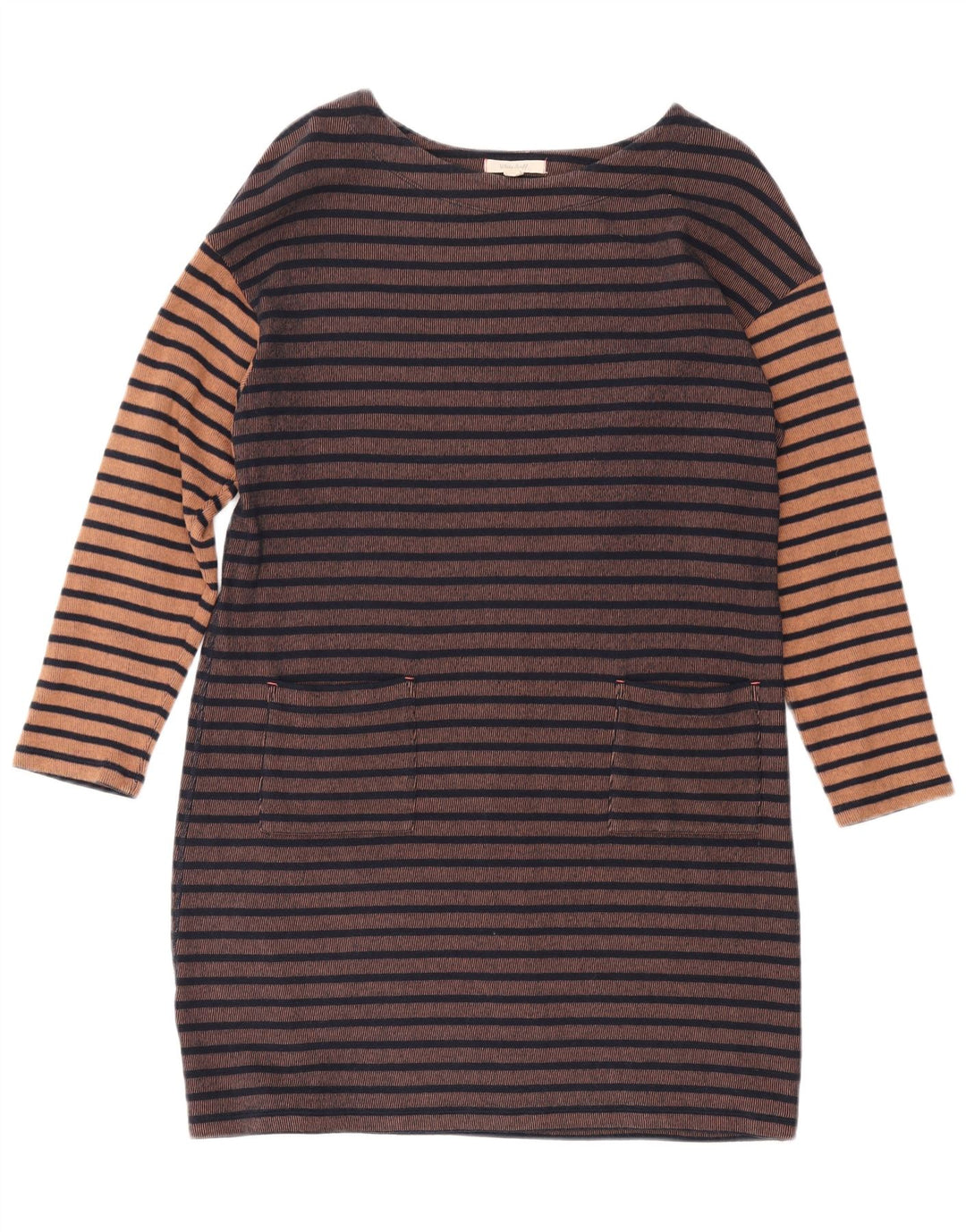 WHITE STUFF Robe fourreau à manches longues pour femme UK 14 Large Marron Rayé