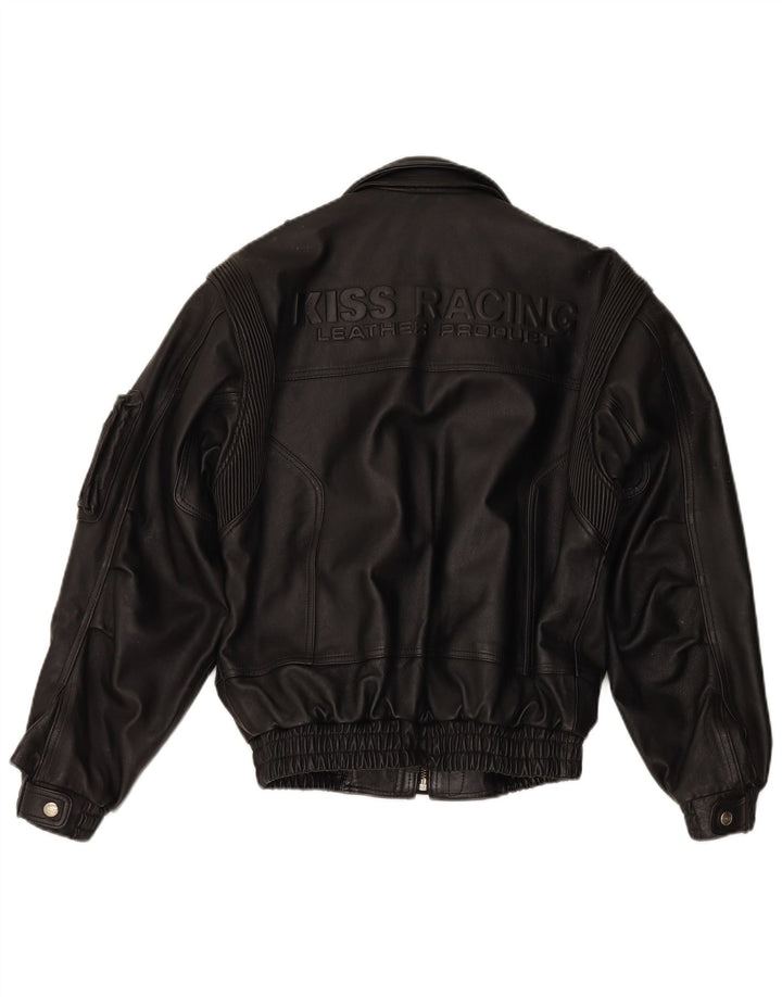 EUROX Veste de course en cuir graphique pour homme UK 40 Grand cuir noir