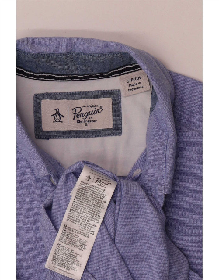 Penguin Chemise à Manches Courtes Homme Petit Bleu Coton