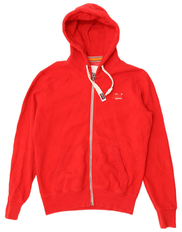 Superdry Pull à capuche zippé pour homme en coton rouge Large