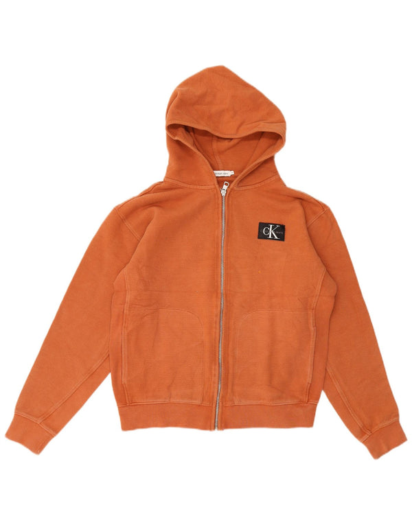 Calvin Klein Pull à capuche zippé fille 15-16 ans Orange Coton