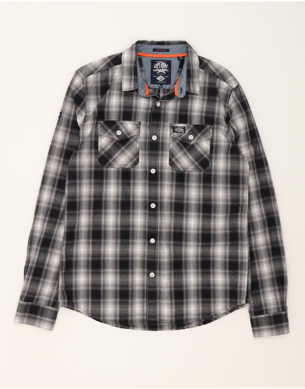 SUPERDRY Chemise Homme Large Noir Plaid Coton