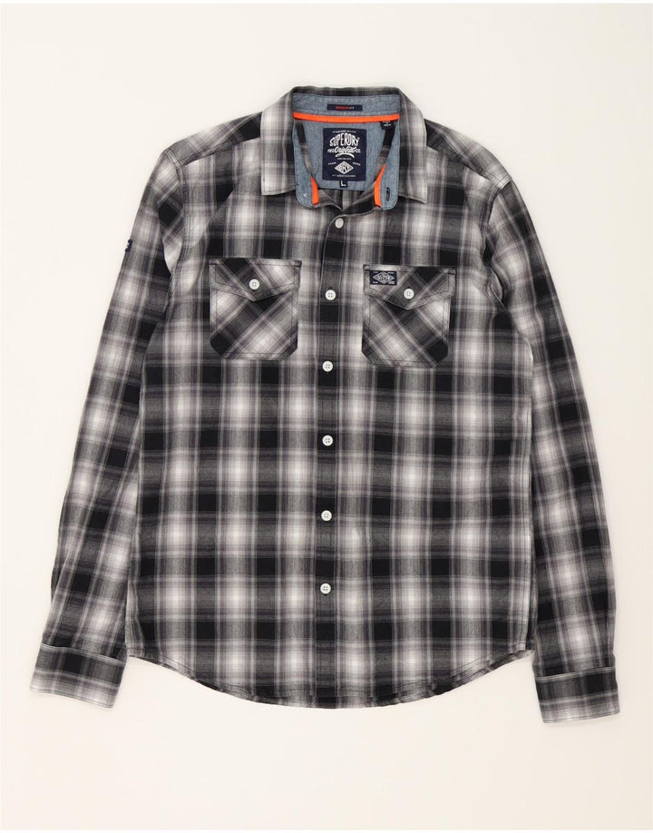 SUPERDRY Chemise Homme Large Noir Plaid Coton
