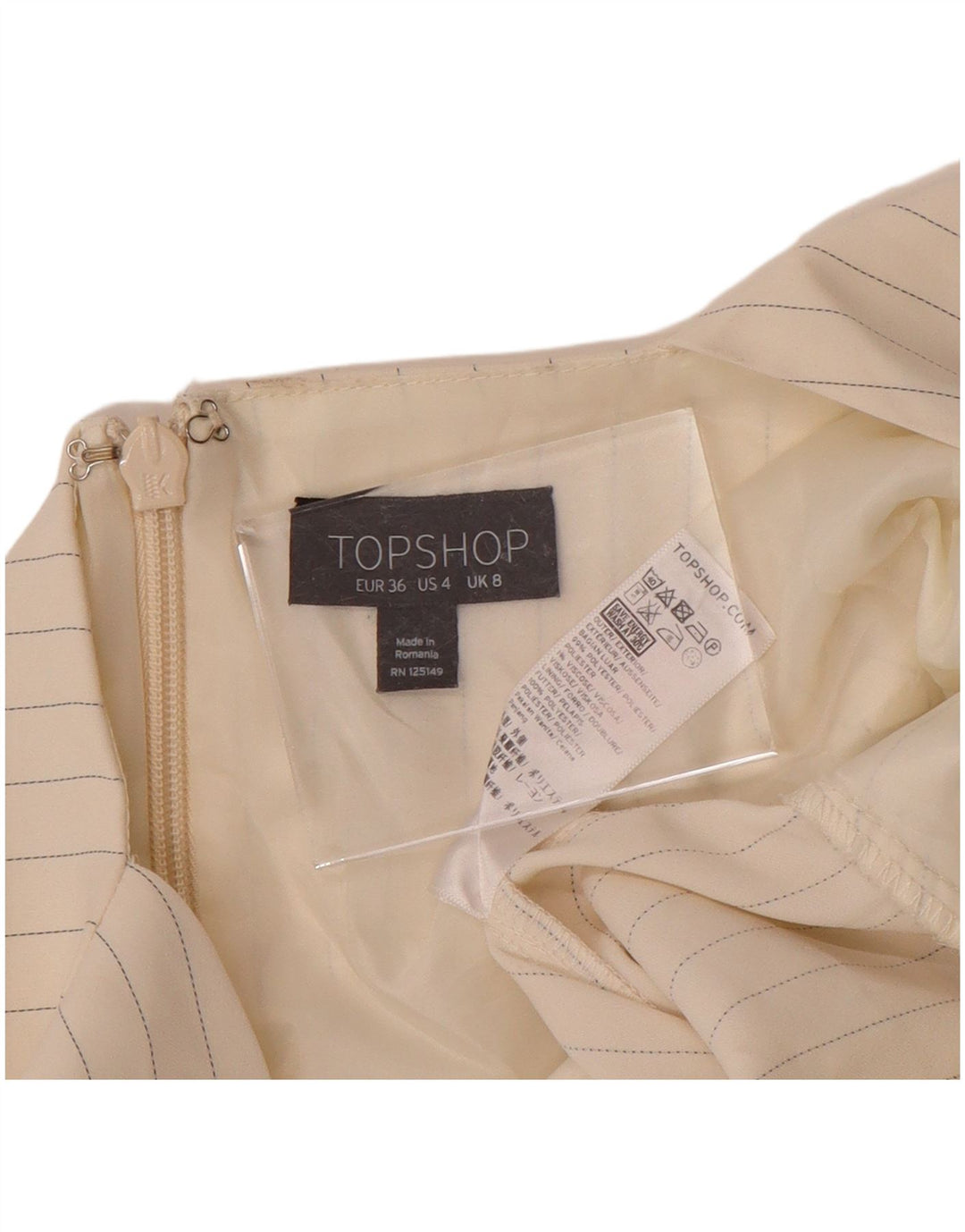 TOPSHOP Combishort sans manches pour femme UK 8 Petit polyester à fines rayures blanches