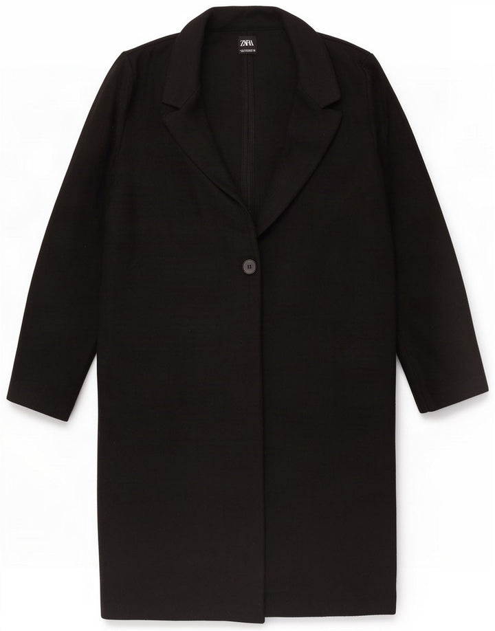 Pardessus 1 bouton pour femme Zara UK 14 Polyester noir moyen
