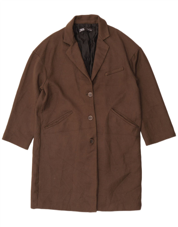 Zara Manteau surdimensionné pour femme UK 14 Polyester marron moyen