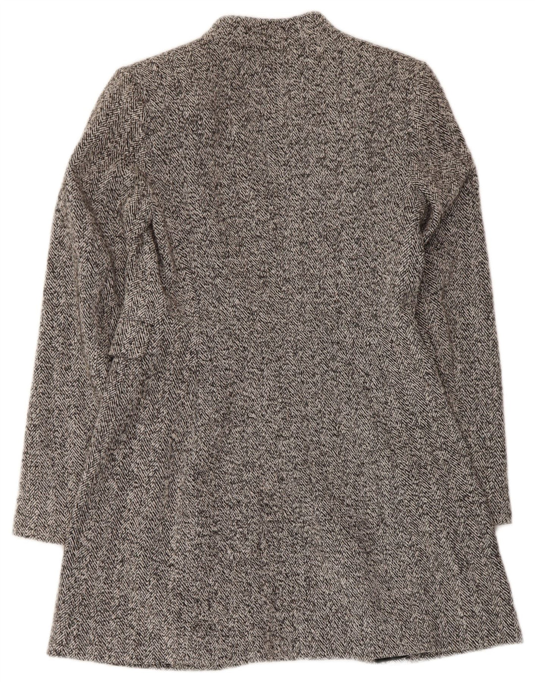 Zara Womens Open Overcoat UK 10 Petit Gris Chevrons