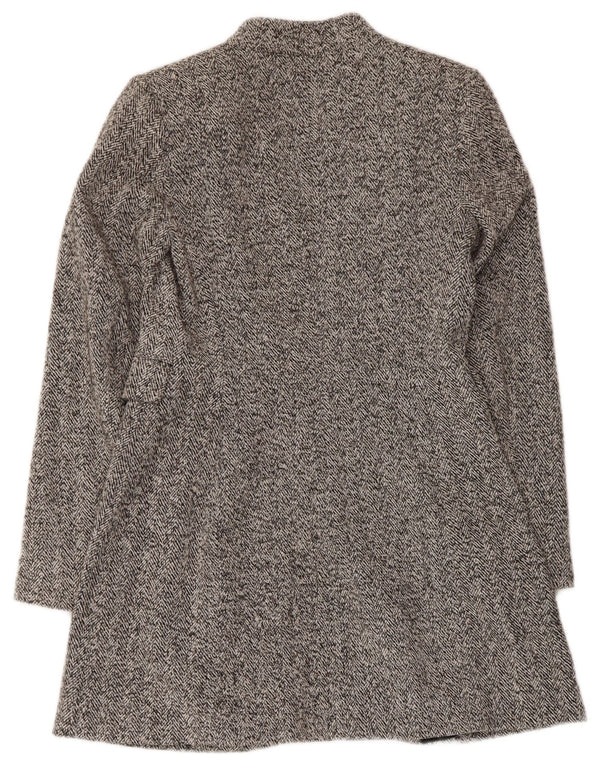 Zara Womens Open Overcoat UK 10 Petit Gris Chevrons