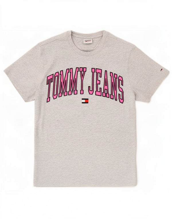 Tommy Hilfiger T-shirt graphique pour femme UK 10 Small Gris Coton