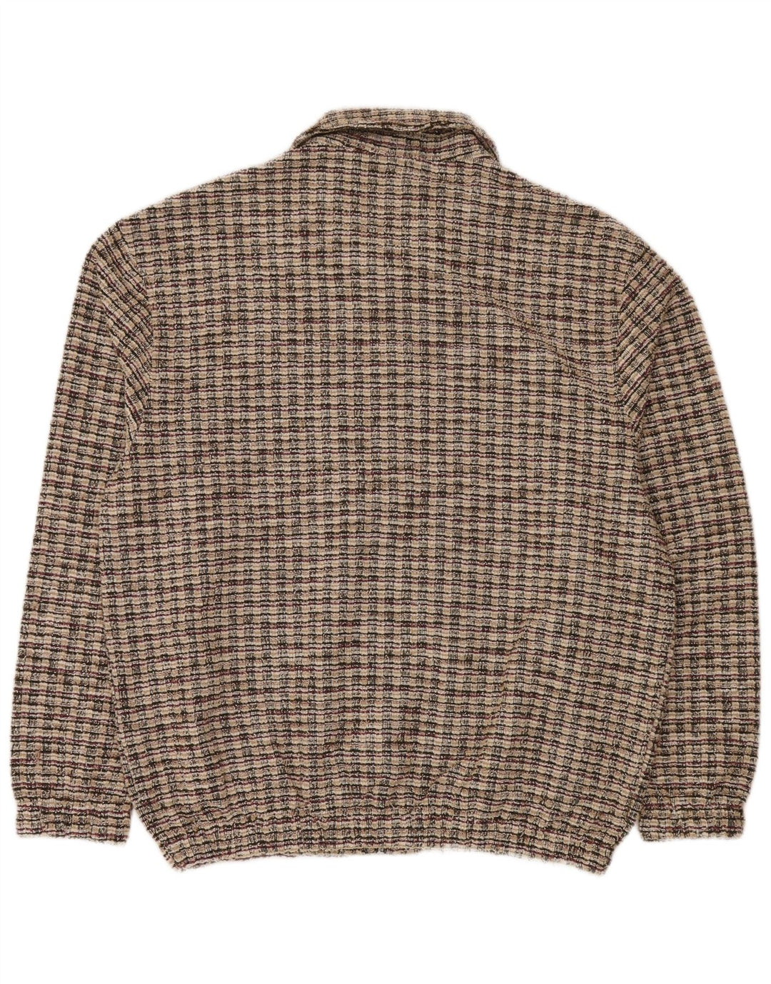 Zara Cardigan Homme Pull Large Beige Plaid Polyester