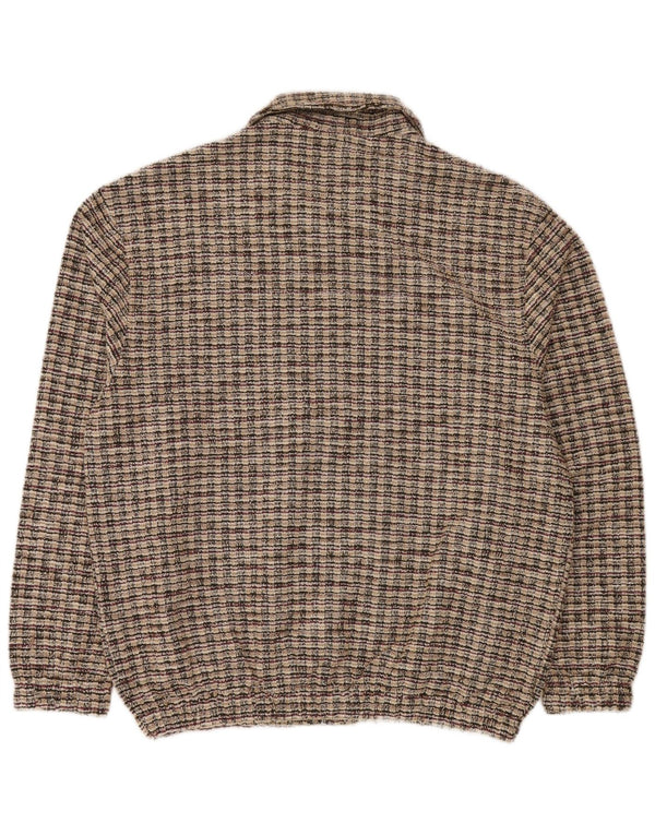 Zara Cardigan Homme Pull Large Beige Plaid Polyester