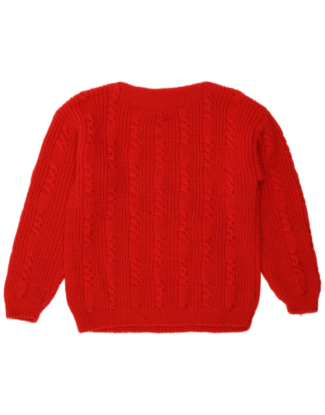 vintage Femmes Bateau Cou Jumper Pull UK 12 Rouge Moyen